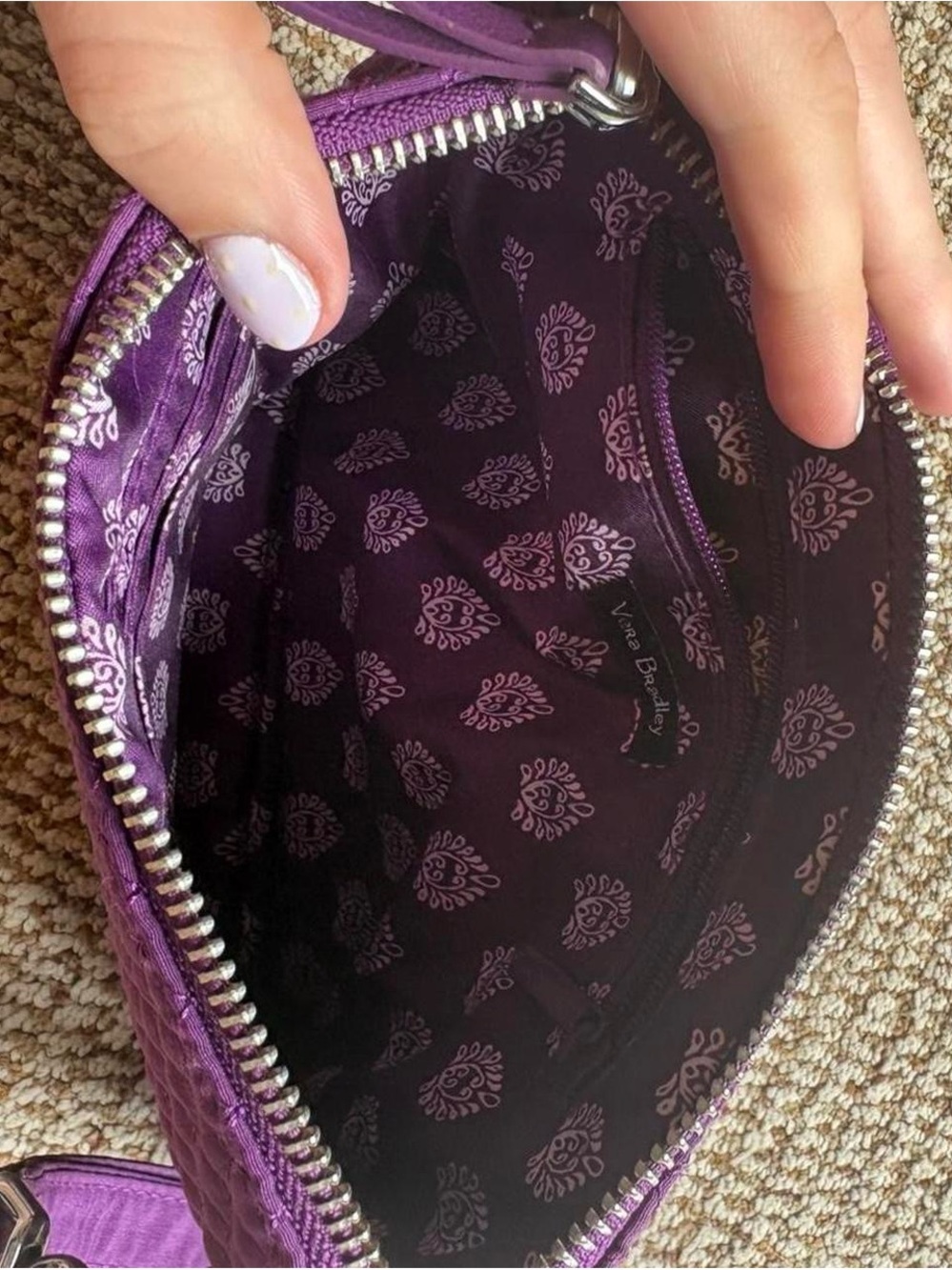 Vera Bradley Deep Purple Quilted Wristlet Crossbody - Picture 3 of 5